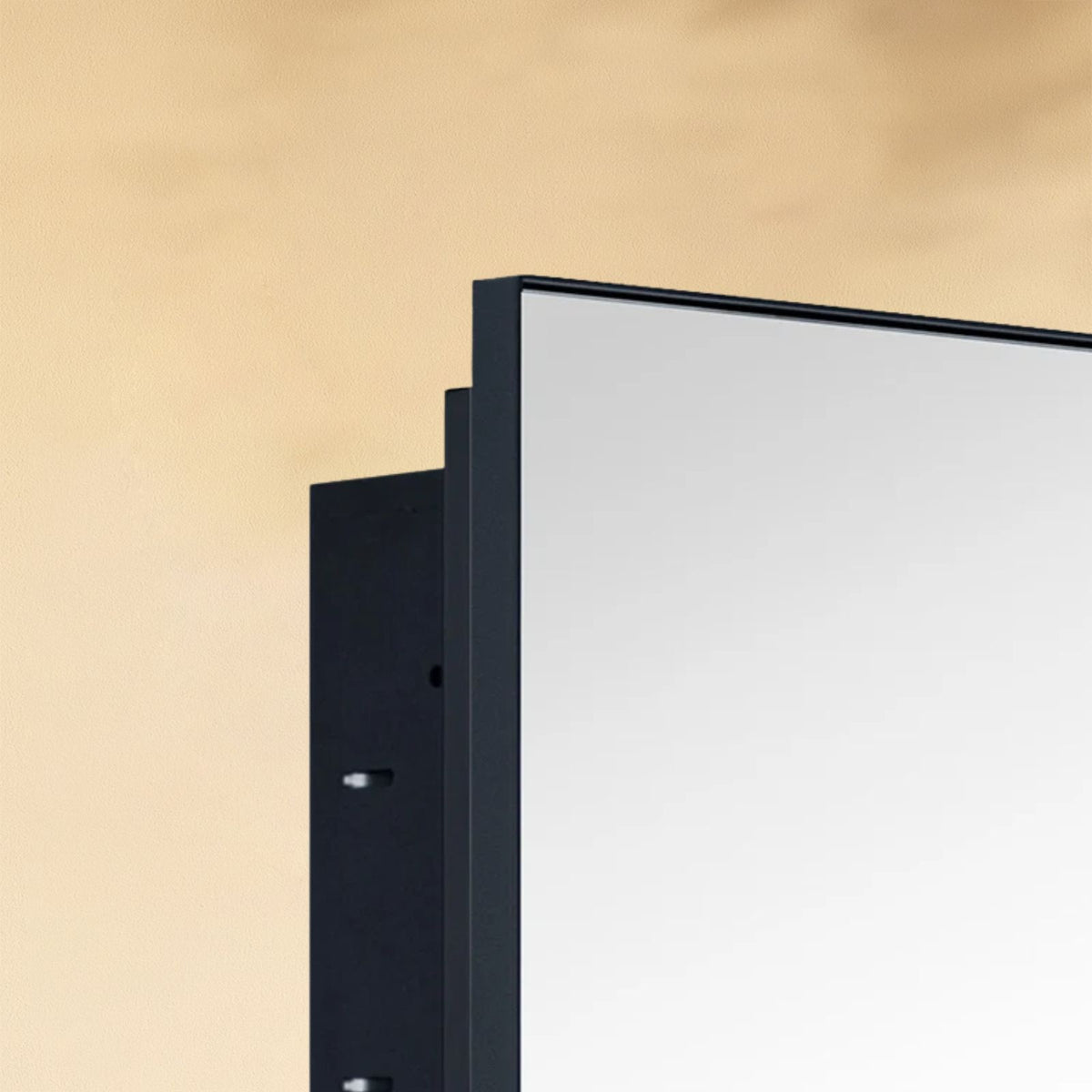 TEHOME Yasine Black Modern Rectangle Recessed Mount Bathroom Medicine Cabinet with Mirrors Detail View