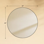 TEHOME Yolanta Black 26x26 Modern Round Wall Mirrors Front View Size
