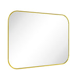 Lucia Contemporary Rounded Rectangular Framed Wall Mounted Bathroom Vanity Mirror GC-0Y307 Brushed Gold 30x22" TEHOME