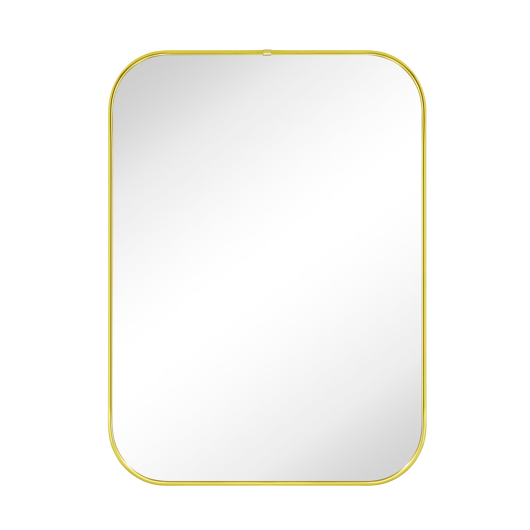 Lucia Contemporary Rounded Rectangular Framed Wall Mounted Bathroom Vanity Mirror GC-0Y307 Brushed Gold 30x22" TEHOME