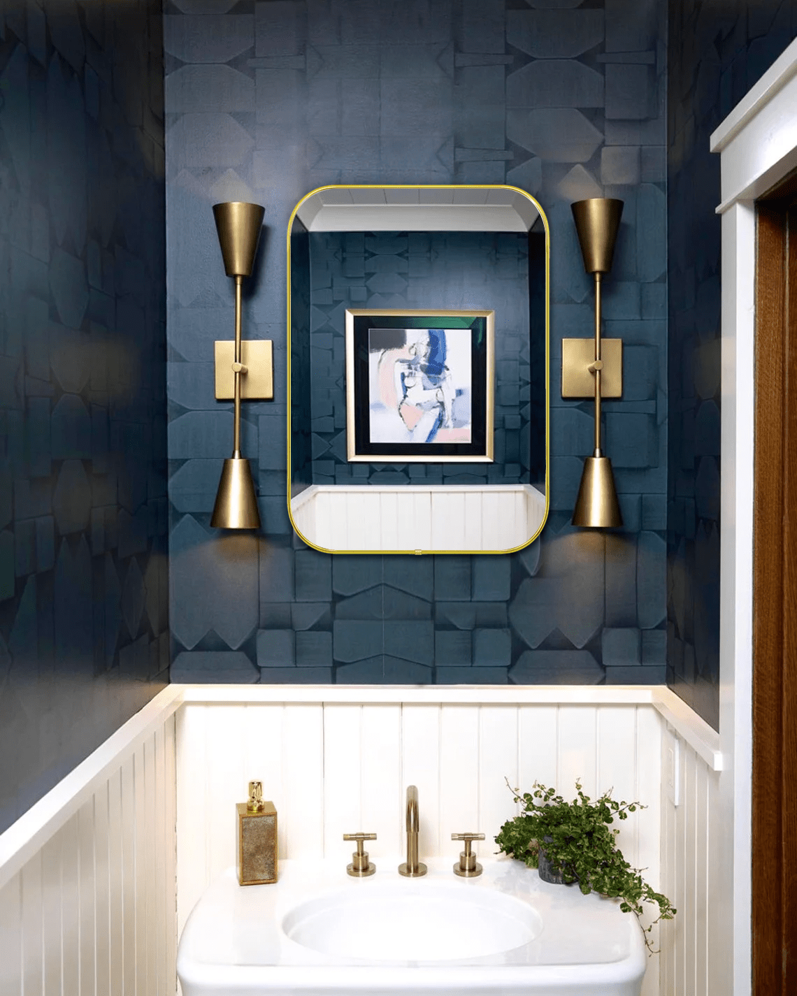 Lucia Contemporary Rounded Rectangular Framed Wall Mounted Bathroom Vanity Mirror GC-0Y312 Oil Rubbed Bronze 24x36" TEHOME