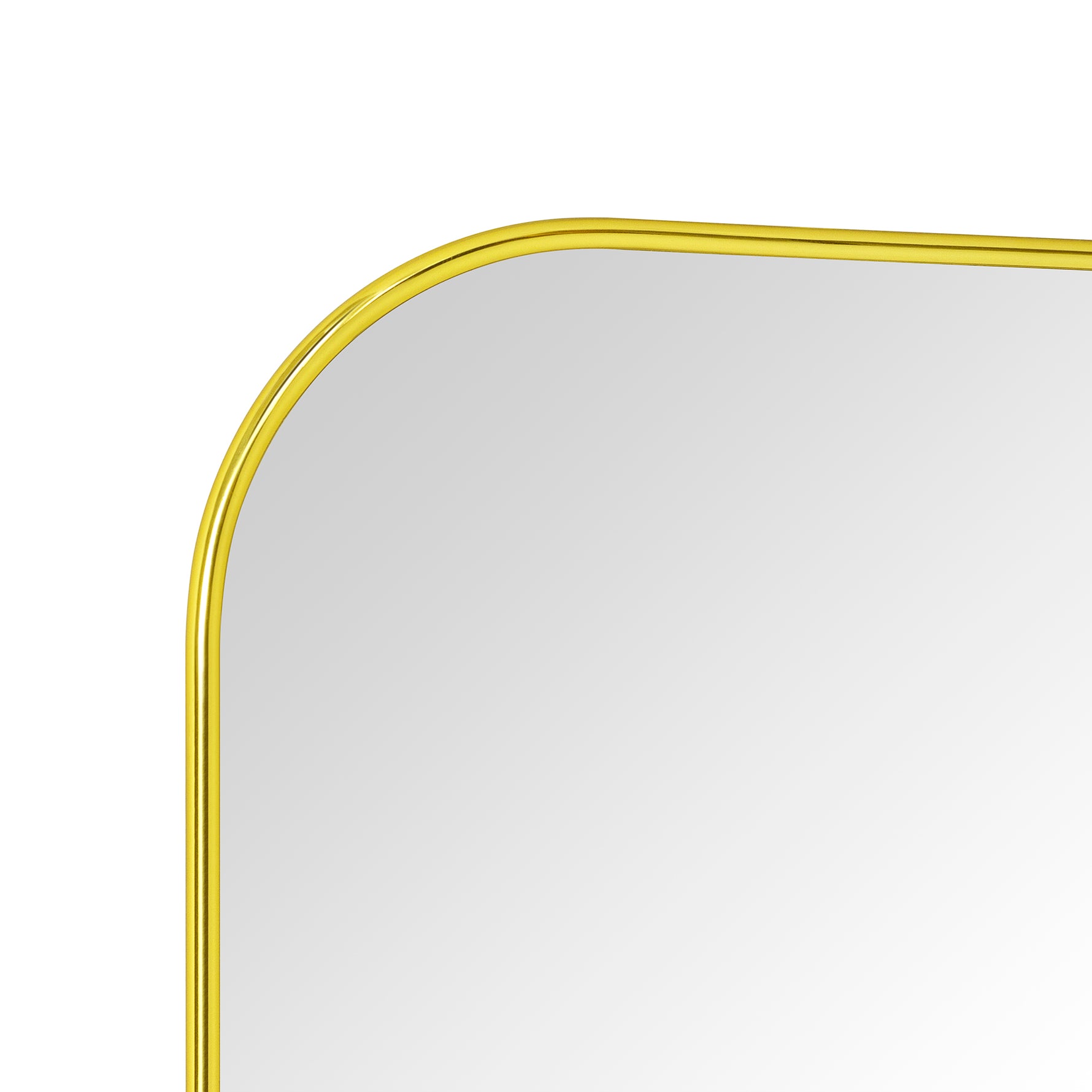 Lucia Contemporary Rounded Rectangular Framed Wall Mounted Bathroom Vanity Mirror GC-0Y307 Brushed Gold 30x22" TEHOME