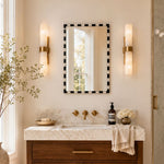 TEHOME livra Vintage Rectangle Mirrors, Natural Marble Framed Wall Mirrors in Black and White  20x30" Front View