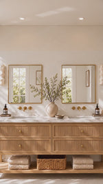 TEHOME Lilian Gold Square Bathroom Mirror, Brushed Brass Bathroom Vanity Mirror, 20x30''