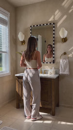livra Vintage Rectangle Mirrors, Natural Marble Framed Wall Mirrors, 20x30" in Black and White GC-JL0003 TEHOME