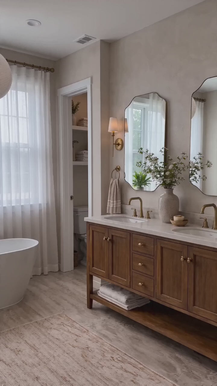 Kudi Modern Scalloped Bathroom Wall Mirrors