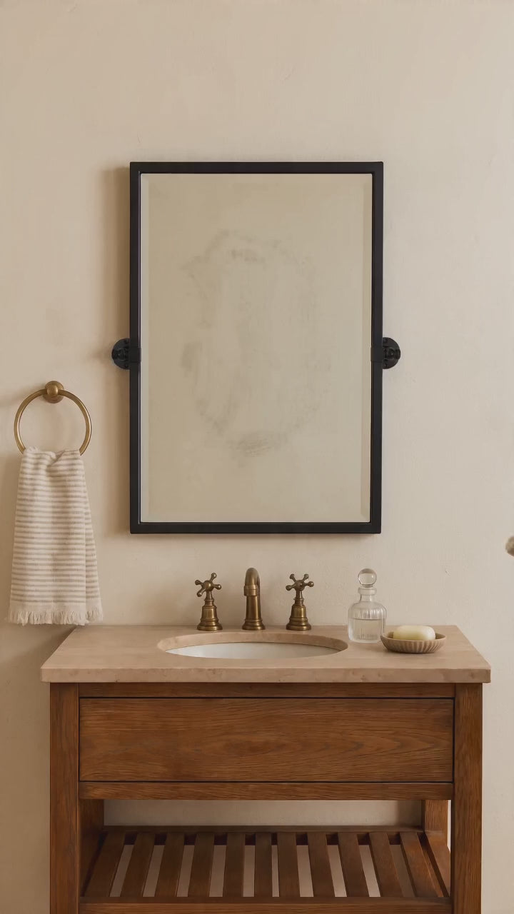 Blakley Modern Rectangle Beveled Bathroom Pivot Mirrors