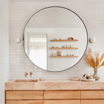 Roselle Modern Round Large Wall Mirrors GC-GW0049 Chrome 40x40" TEHOME