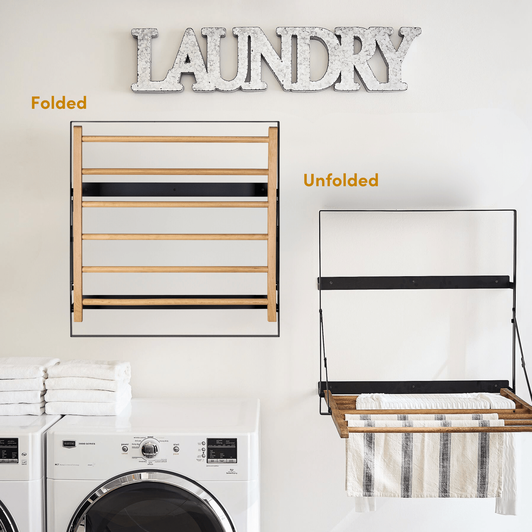 Spiru Wall Mounted Laundry Drying Rack,25x26x25.7" GC-00794 Black 25x26x25.7" TEHOME